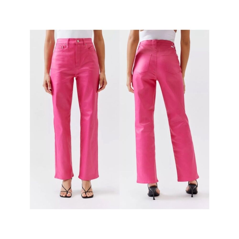 Daze Denim Hot Pink Sundaze Straight Leg Jean Sz 27 Glam Barbiecore Chic Girly